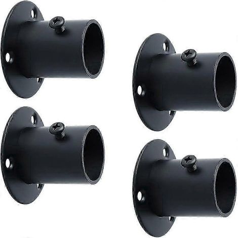 Support de tringle à rideaux, support de tringle à vêtements avec vis, support de tringle à vêtements, finition acier inoxydable noir, diamètre 26 mm, 4 pièces. (1/5)