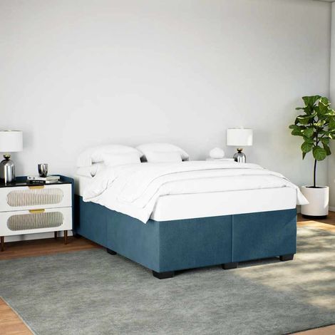 vidaXL Cadre de lit sans matelas bleu 140x190 cm velours (1/5)