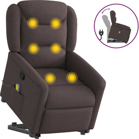 Massagesessel mit Aufstehhilfe Dunkelbraun Stoff