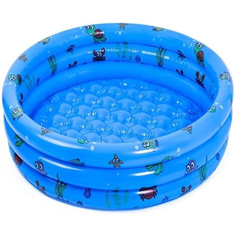 Piscine gonflable ronde pour enfants, 130 x 40 cm, bleue, idéale pour patauger et jouer dans l'eau en été avec des bébés et des garçons. (1/5)