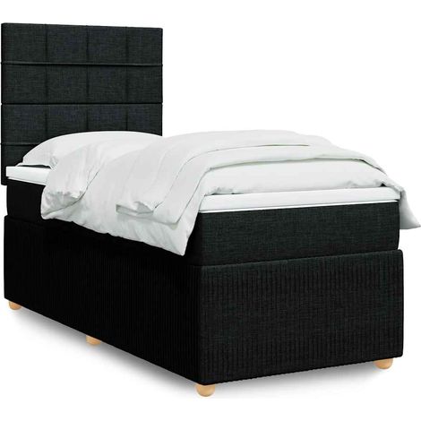 Boxspringbett mit Matratze Schwarz 100x200 cm Stoff