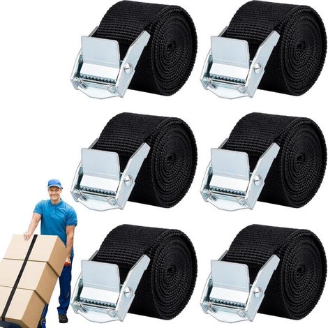 6x sangles d'arrimage 1m avec cliquet pour porte-vélos et bagages