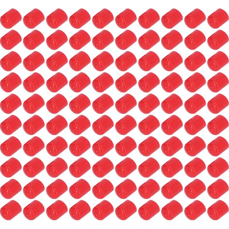 100 Embouts de Protection Filetés Ronds en PVC Souple Ignifuge Rouge 15mm (1/5)