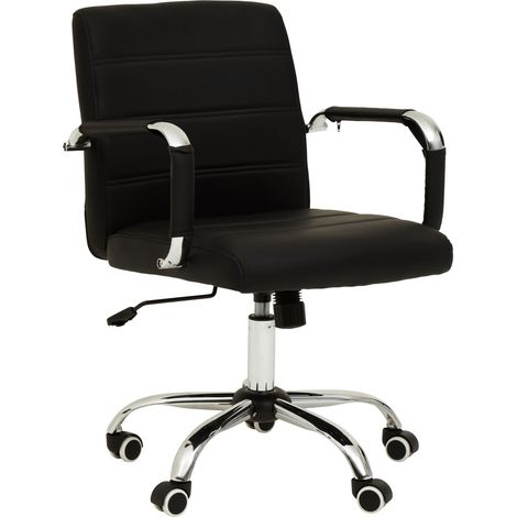 Premier Housewares Brent Black Leather Effect And Chrome Home Office Chair (1/5)
