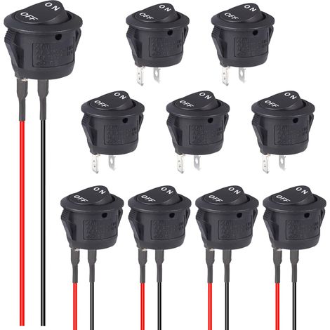 APEX 5 pcs Interrupteur à Bascule Rond ON OFF Précâblé et 5 Pièces Interrupteurs a Bascule Voiture 12V 10A 125V 6A 250V pour Auto Camion (1/5)
