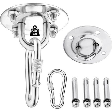 OEM– Crochet de plafond en acier inoxydable – Capacité 500 kg – Pour hamacs. chaises suspendues et sacs de sable – Résistant aux intempéries (1/5)