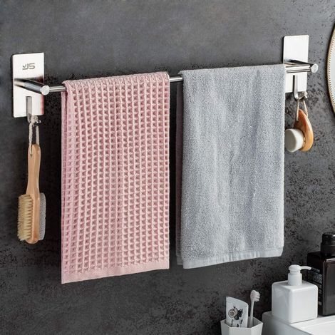 portasciugamani a doppio braccio in acciaio inox 304, adesivo, non richiede foratura, montaggio a parete per bagno e cucina (1/5)