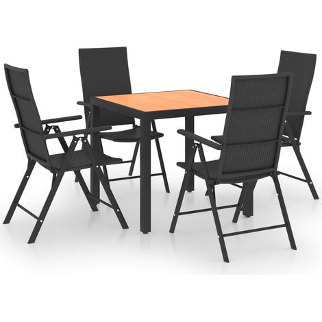 Ensemble à manger de jardin 5 pcs Mobilier de jardin noir et marron (1/5)