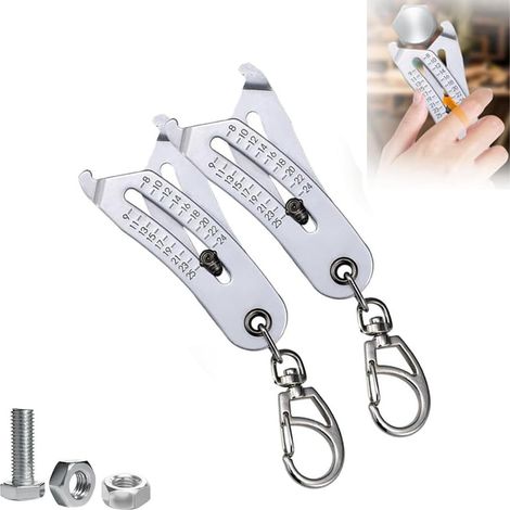 Set mit 2 tragbaren Präzisions-Gewindelehren-Schlüsselanhängern, Mini-Gewindesucher, Schlüsselanhänger zur Identifizierung von Muttern und Schrauben, schnelle und genaue tragbare Messwerkzeuge für Hei