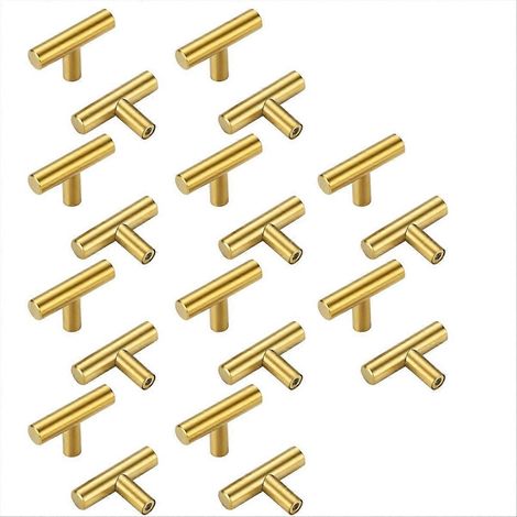 Lot de 20 boutons de porte dorés de 5 cm (2 pouces), en laiton, pour tiroirs et portes de meubles. (1/5)