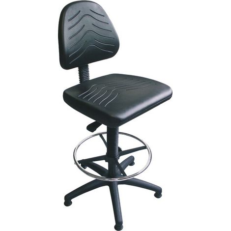 Arbeitsdrehstuhl mit Bodengleitern, Sitzhöhe 515 - 700 mm, Sitzfläche: PU schwarz