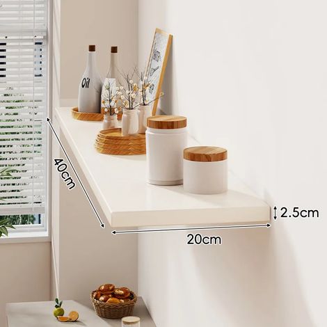(blanc 40 x 20 cm) Étagère murale avec un tableau d'affichage pour salon, maison, fixation murale en bois massif, étagère murale stratifiée, présentoir (1/5)