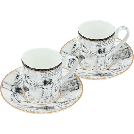 Carmani, 2x tazas de espresso - leonardo DA vinci/Hombre de Vitruvio (1/5)