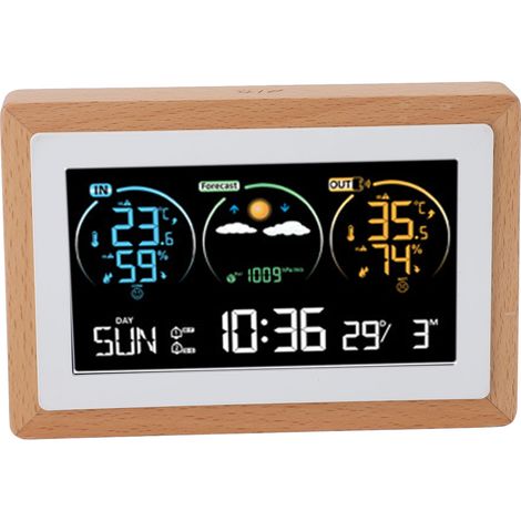 Horloge météo sans fil avec écran couleur, prévisions météo, test de température et d'humidité, horloge météo numérique intelligente pour la maison, l'intérieur et l'extérieur (1/5)