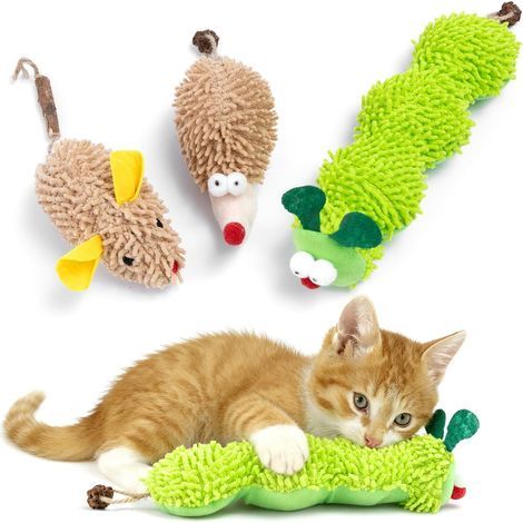 Interactive catnip plush toy for indoor use, suitable for adult kittens, chew toy for teeth cleaning, bite-resistant, plush caterpillar, mouse, hedgehog design, benefits