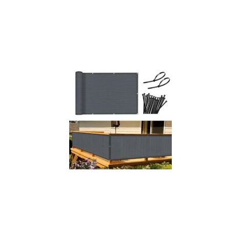 Brise-Vue pour Balcon Paravent de Balcon de Jardin 90x400 cm 185g/㎡ résistant au Vent et aux UV, avec Trous et Serre-câbles Anthracite - Crezuo (1/4)