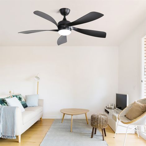 Ventilateur de Plafond - 131x131x35cm - Moteur DC Réversible Silencieux avec Télécommande et Éclairage LED 18W - Noir (1/5)