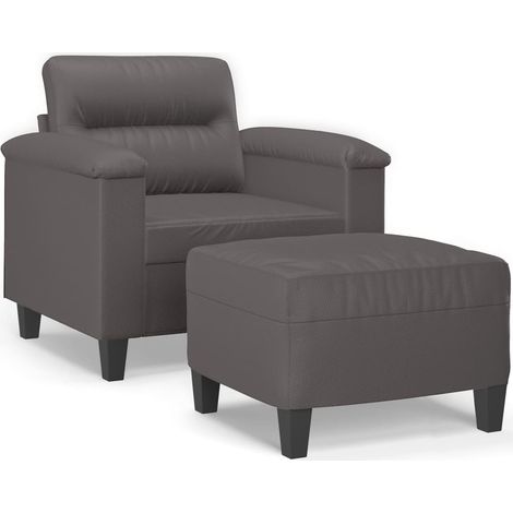Maison Exclusive - Sessel mit Hocker Grau 60 cm Kunstleder
