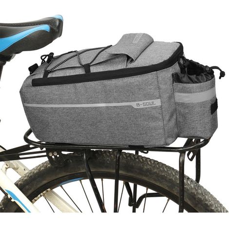Sacoches de vélo porte-bagages étanches – Polyester gris chanvre noir – Taille 38 x 15,5 x 16 cm – Poche pour bouteille d'eau (1/5)