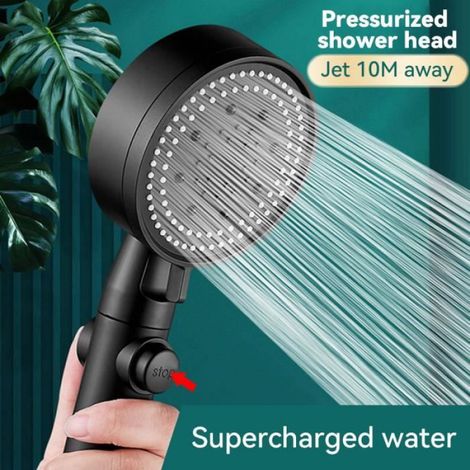 Pommeau De Douche - 5 Vitesses - Haute Pression - Fonction Stop Un Bouton - Économie D'eau - 1 Pièce (1/4)
