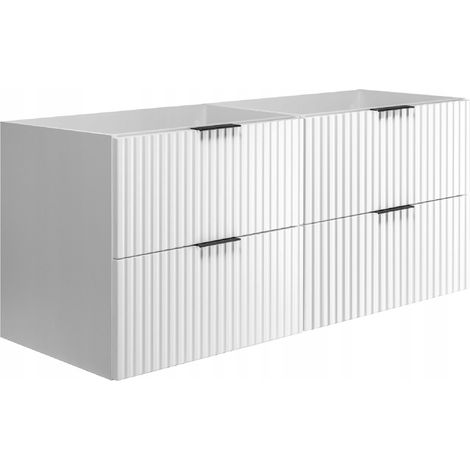 Meuble de salle de bain - 120 cm - Blanc - Design moderne - Fronts rainurés élégants (1/5)
