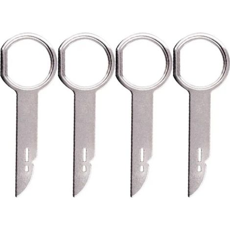 Lntyq 4 Pièces Clé Extraction autoradio, Demontage Cle Outils de DéMontage de Garnitures Universel Autoradio, Acier Inoxydable Clef Extraction Autoradio (1/5)