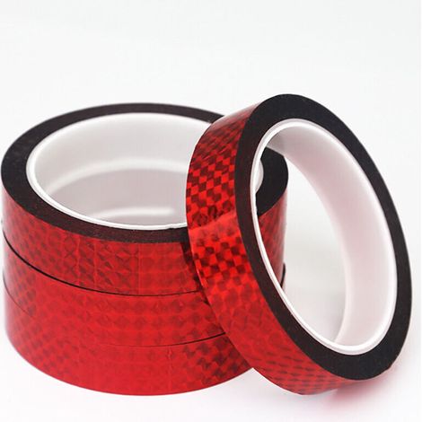 Cuatro rollos de cinta reflectante autoadhesiva para cascos, impermeables, de 10 mm y 50 m, color rojo. (1/3)