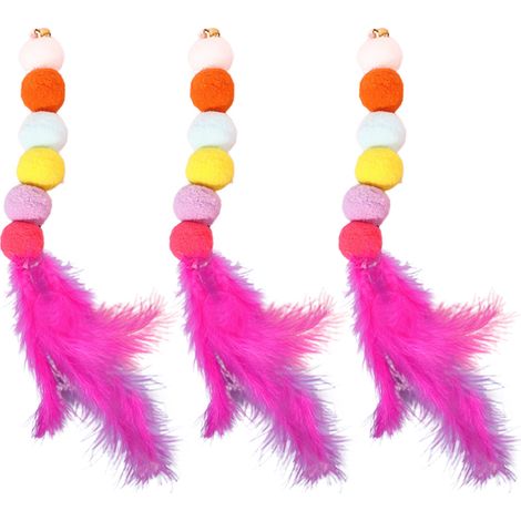 Tête De Rechange Pour Jouet Chat - Plume Et Boule De Poils - Accessoire Interactif - Lot De 3 Pièces (1/5)