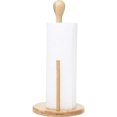 Porte essuie-tout HWC-B84, porte-papier, support, bambou 34x16x16cm (1/5)