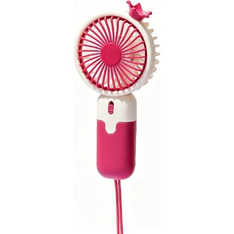 Ventilateur portable - USB - Rechargeable, compact et de poche (avec cordon et support pour téléphone) - Rose (1/5)