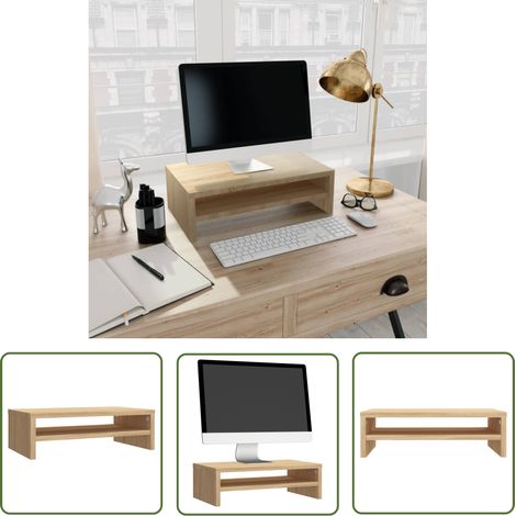 The Living Store Support de moniteur Chêne sonoma 42x24x13 cm Bois d’ingénierie - Support Tv - Meuble Tv - Bureau Ergonomique - Support Ordinateur - Étagère Murale (1/5)