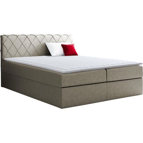 Lit boxspring Genus, Velluto 3, Continental, Double, 140x200, Tissu, Disponible, 146x208x103cm (1/5)