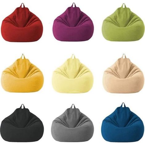 Housse de Pouf Poire - Coton et Lin - 80 x 90 cm - Bleu Foncé - 1 Pièce (1/4)