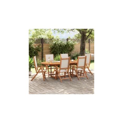 Ensemble à manger de jardin 7pcs bois d'acacia solide textilène (1/5)