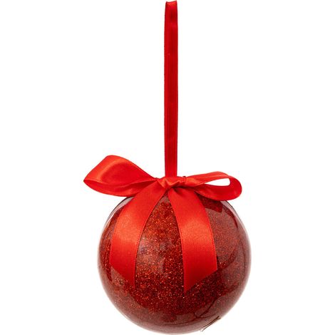 Déco Sapin Boule de Noël Rouge pailleté D 9 cm - Feeric Christmas