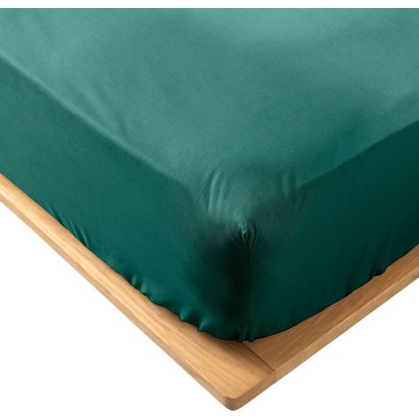 Drap housse 160 x 200 cm Bioline emeraude (1/4)