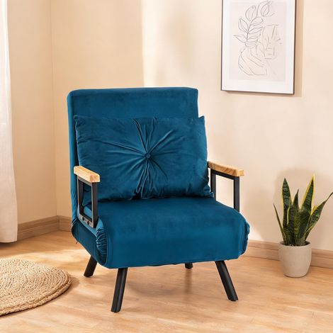 Fauteuil relax coloris bleu en polyester 63 x 73 x 81 cm (1/5)