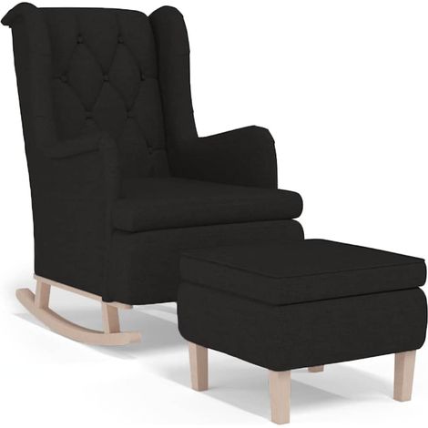 3121274  Armchair with Rocking Legs and Stool Black Fabric (329407+329427) vidaXL (1/5)