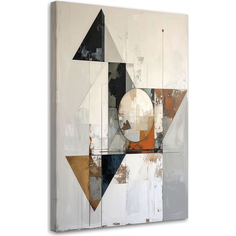 Quadro su tela, Astrazione geometrica in bianco grigio e beige, 20x30 (1/5)