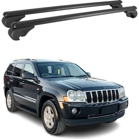 OMAC Barres de toit en aluminium pour Jeep Cherokee KK 2008-2012 – TÜV / DIN 75302:2019 – Antivol inclus – Charge max 75 kg – 2 barres Noir (1/5)