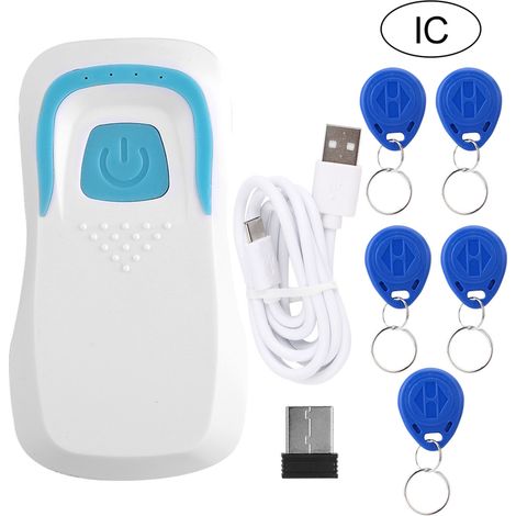 Lecteur de cartes RFID Bluetooth, Scanner de Code sans fil avec 5 cartes IC blanc 13.56Mhz (1/4)