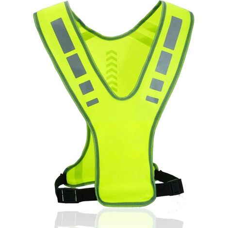 Gilet de sécurité réfléchissant jaune haute visibilité, coupe-vent respirant pour homme et femme, équipement de running et cyclisme, veste fluorescente fluo ajustable, tenue de sport nocturne sécurité (1/5)