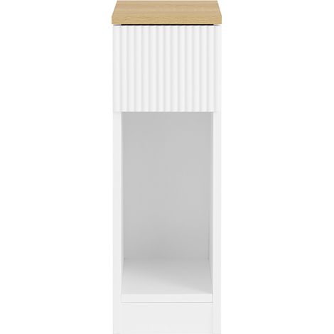 SoBuy Narrow and Slim Bedside Table with Drawer and Shelf – End of Sofa Bedside Table – Storage for Bedroom or Living Room White L20 x W35 x H60 cm FBT111-W