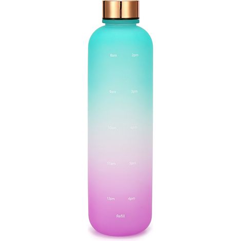 Bouteille d'eau réutilisable étudiant voyage mode dégradé givré couvercle cuivre sport extérieur espace gobelet plastique (1/4)