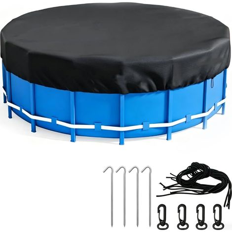 Couverture de Piscine Ronde de 243 cm, avec Protection UV et Cordon de Serrage, Pliable et Robuste, imperméable et Anti-poussière (1/5)