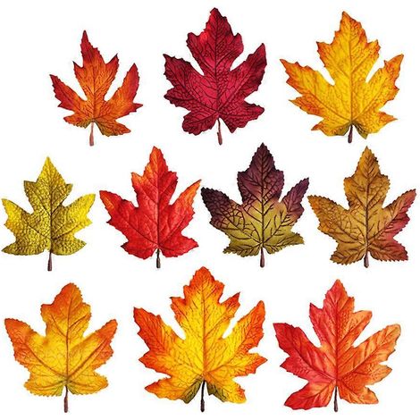 1 paquet d'accessoires de feuilles d'érable artificielles pour la décoration automnale de la maison (10 couleurs, paquet assorti)-10pcs (1/3)
