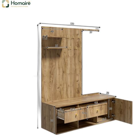 natur Aufbewahrungsschrank aus Polyester 120 x 35 x 159 cm HOMAIRE (1/5)
