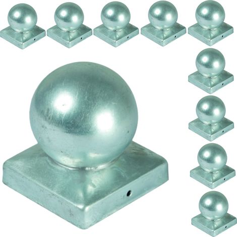 10x Pfostenkappe Kugel 9x9 cm Zaunkappe Zierkappe Pfahl Kappe verzinkt Abdeckung (1/2)