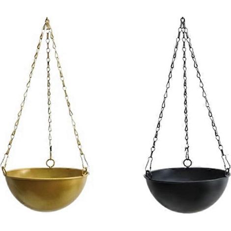 Jardinière suspendue décorative d'intérieur, petite noire + petite dorée (1/5)
