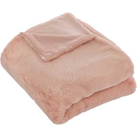 Paris Prix - Plaid Imitation Fourrure charline 125x150cm Rose (1/2)